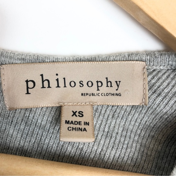 Philosophy Gray Knit Pullover Sweater Top Office Professional Warm Winter - Picture 7 of 9